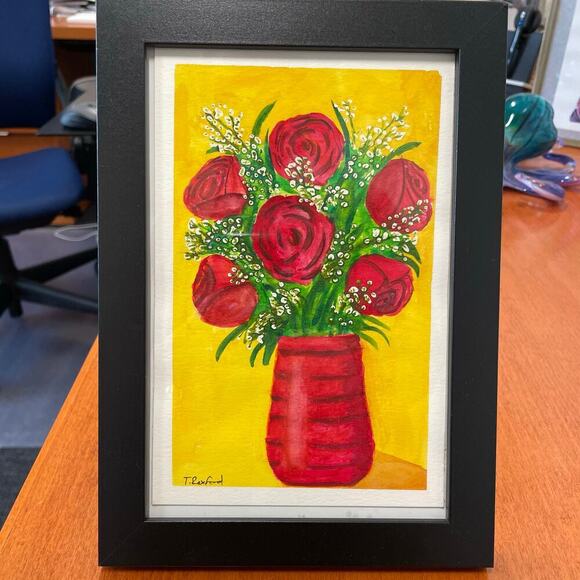 Handmade watercolor painting roses 5.5x8.25 UNFRAMED - Picture 1 of 5